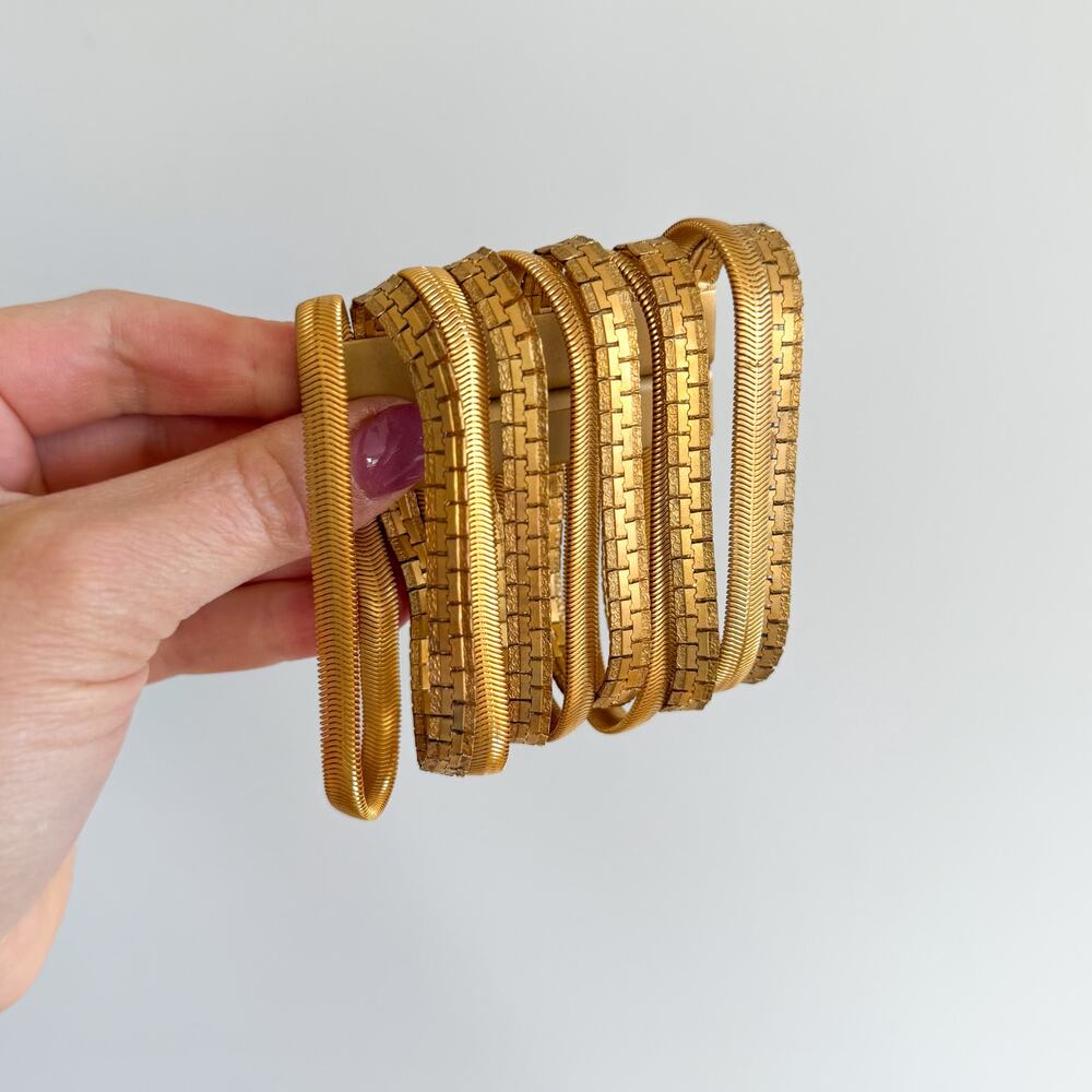 Vintage Alexis Kirk Textured Multi Strand Wide Cuff Bracelet Gold